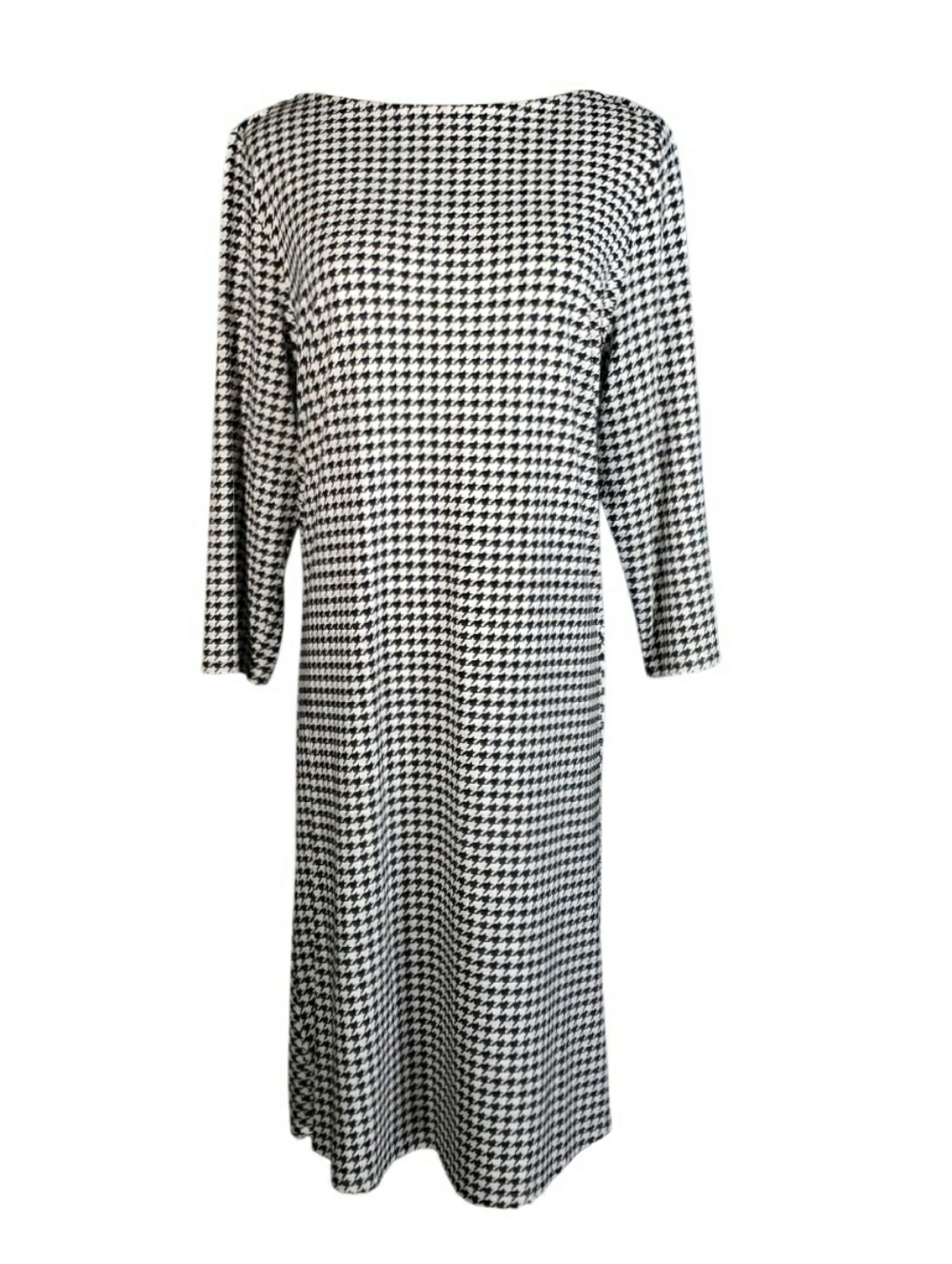 J Jill Wearever Black & White L Houndstooth Shift Sheath Dress Classic Travel